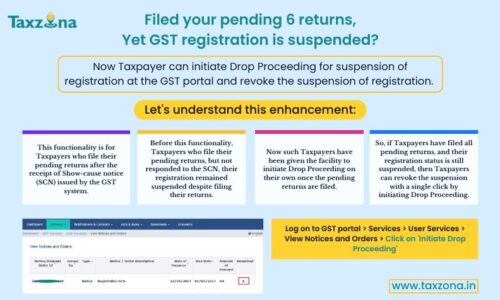 GST Portal has Facilitated Drop Proceedings for suspension of GST Registration